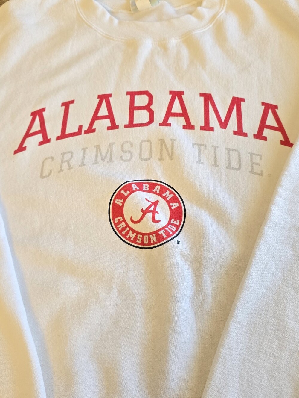 Vintage Champion White Alabama Crimson Tide Fleece Lined Sweatshirt Size XL - Picture 2 of 8